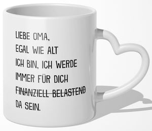22Feels® Oma Geschenk - Tasse mit Spruch: Zirkus (Herzhenkel, Weiss, 320ml)-Tasse Weiss Herzhenkel 320ml-22Feels