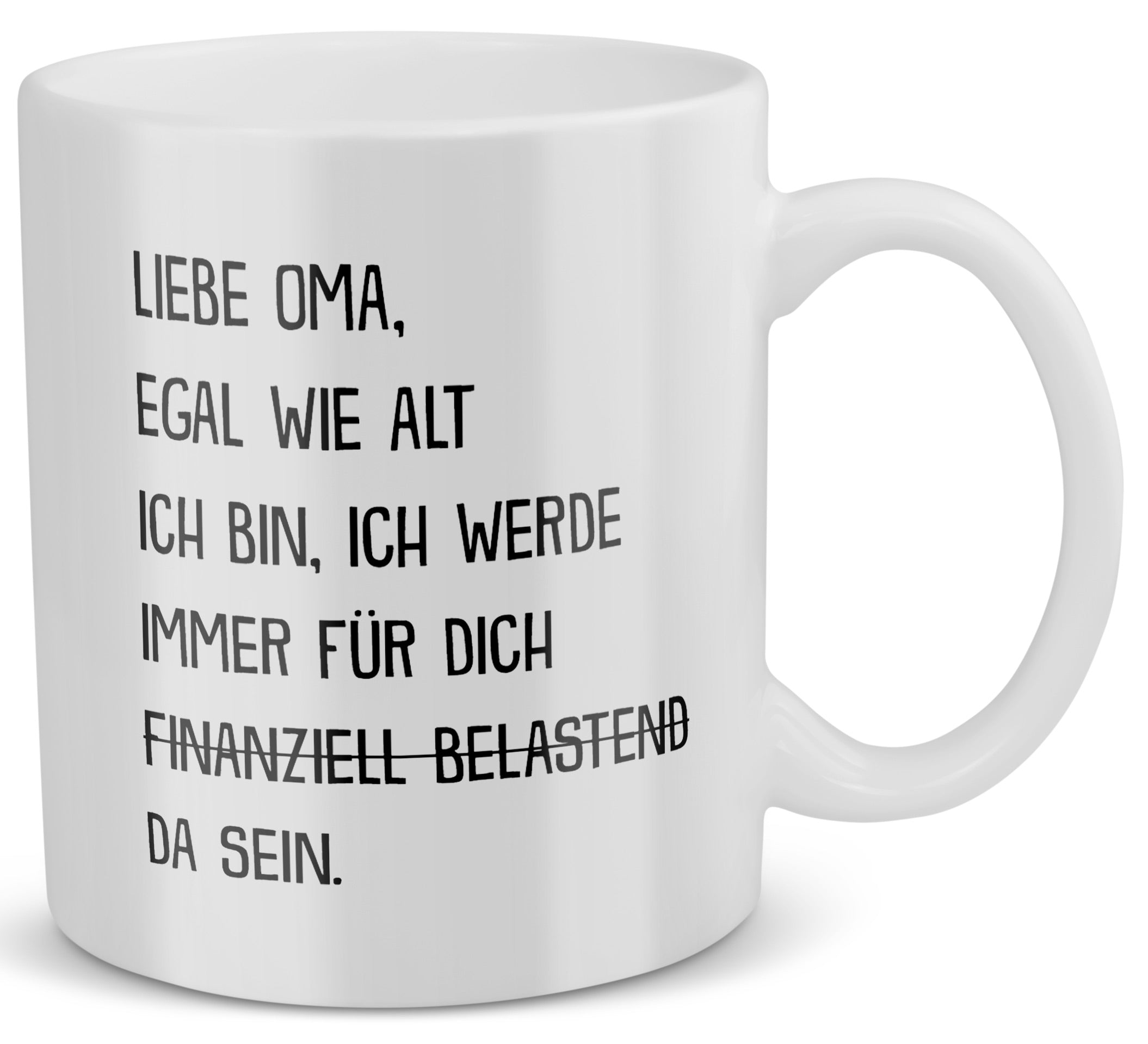 22Feels® Geschenk für Omas - Tasse mit Spruch: Egal Wie Alt Ich Bin (Weiss, 320ml)-Weisse Tasse 320ml-22Feels