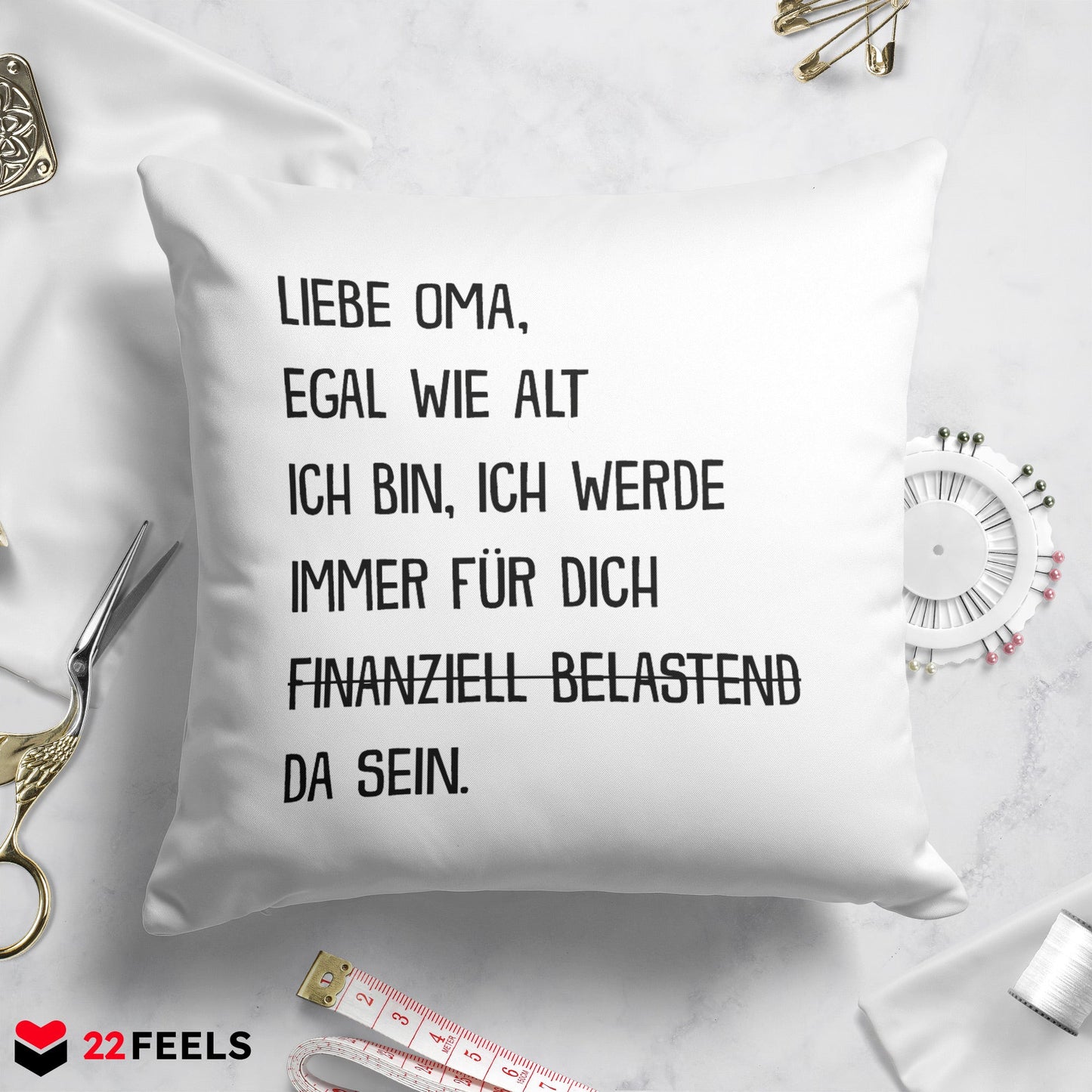 22Feels® Oma Geschenk - Kissen mit Spruch (Weiss 40x40cm)-Kissen Weiss 40x40-22Feels