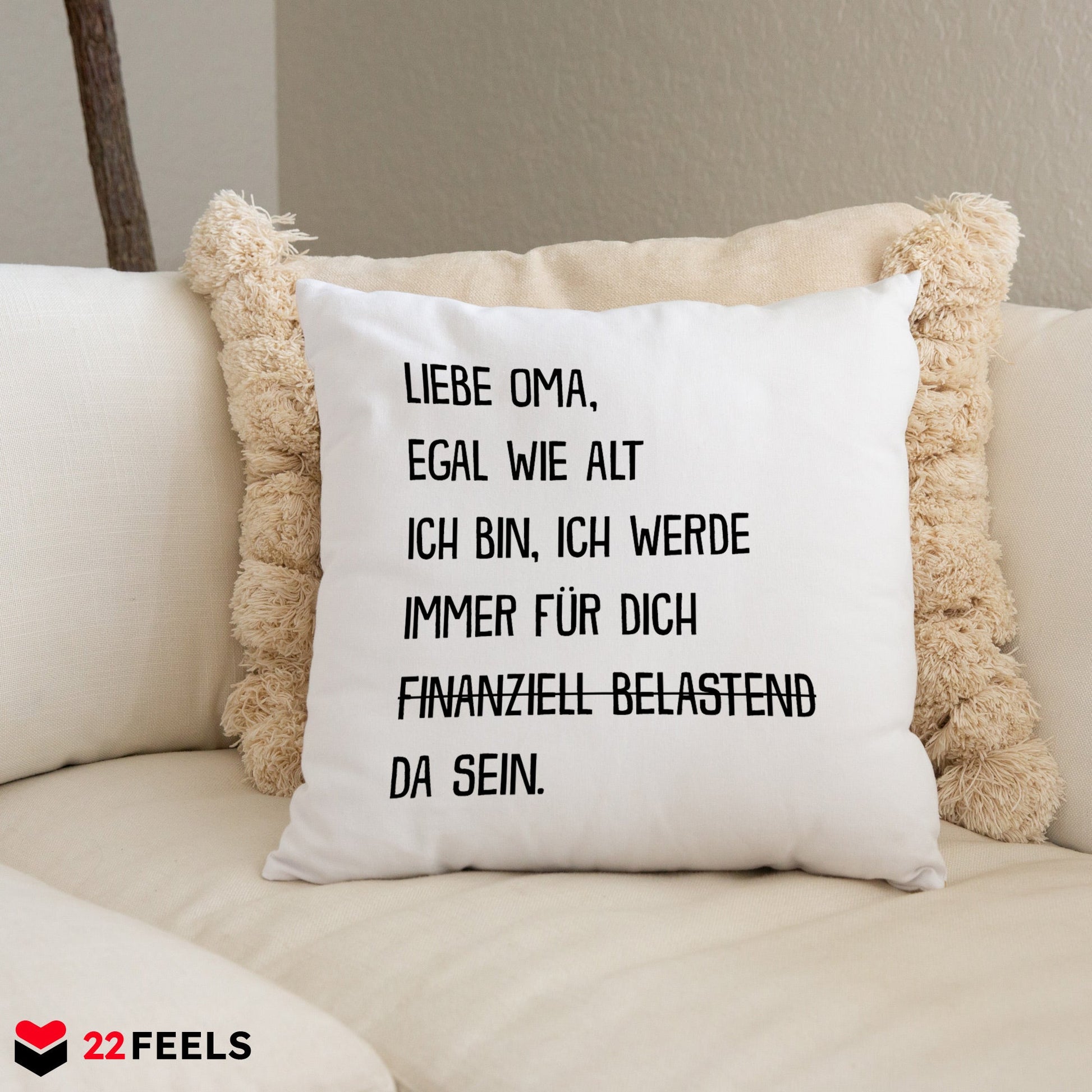 22Feels® Oma Geschenk - Kissen mit Spruch (Weiss 40x40cm)-Kissen Weiss 40x40-22Feels