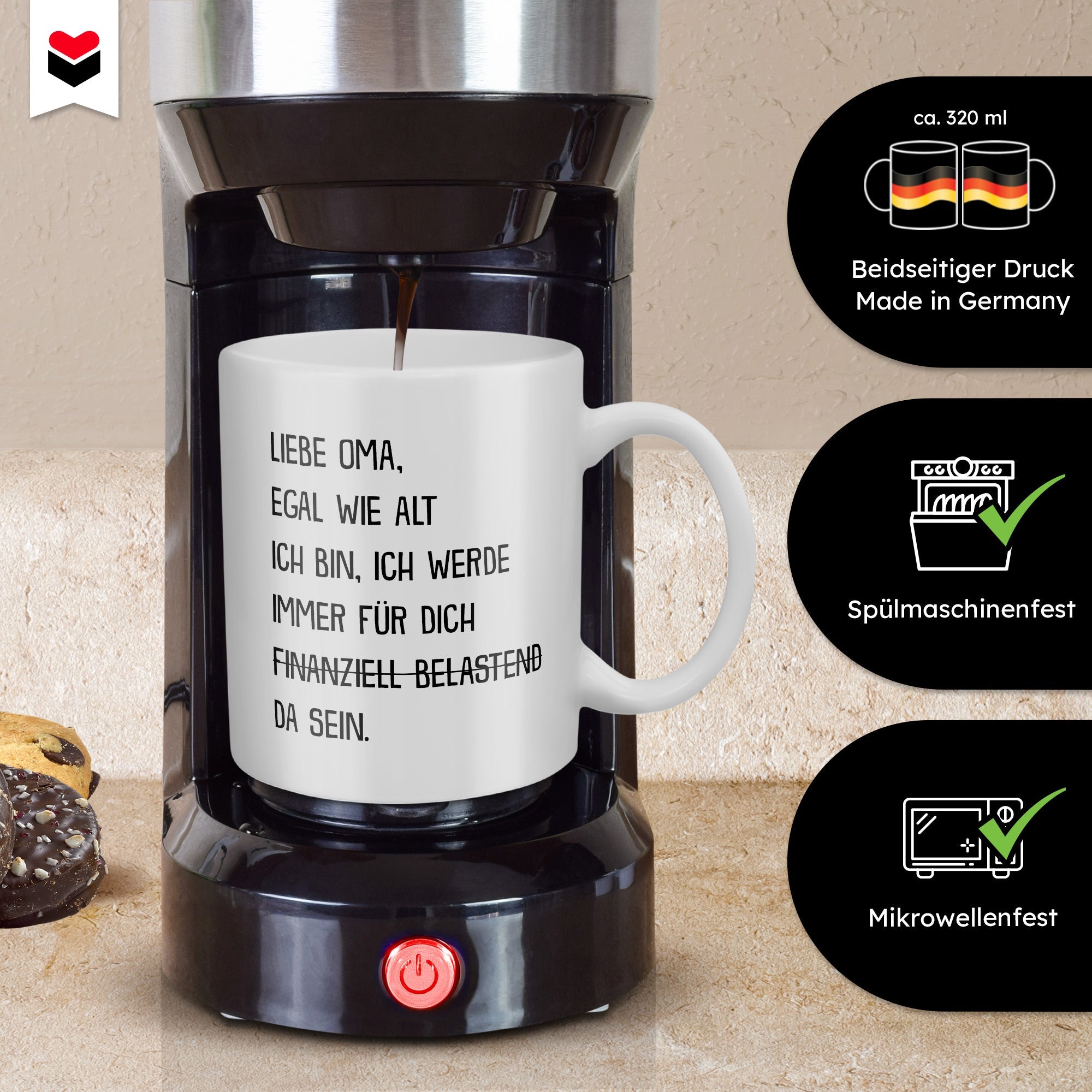 22Feels® Geschenk für Omas - Tasse mit Spruch: Egal Wie Alt Ich Bin (Weiss, 320ml)-Weisse Tasse 320ml-22Feels
