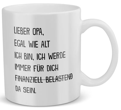 22Feels® Geschenk für Opas - Tasse mit Spruch: Egal Wie Alt Ich Bin (Weiss, 320ml)-Weisse Tasse 325ml-22Feels