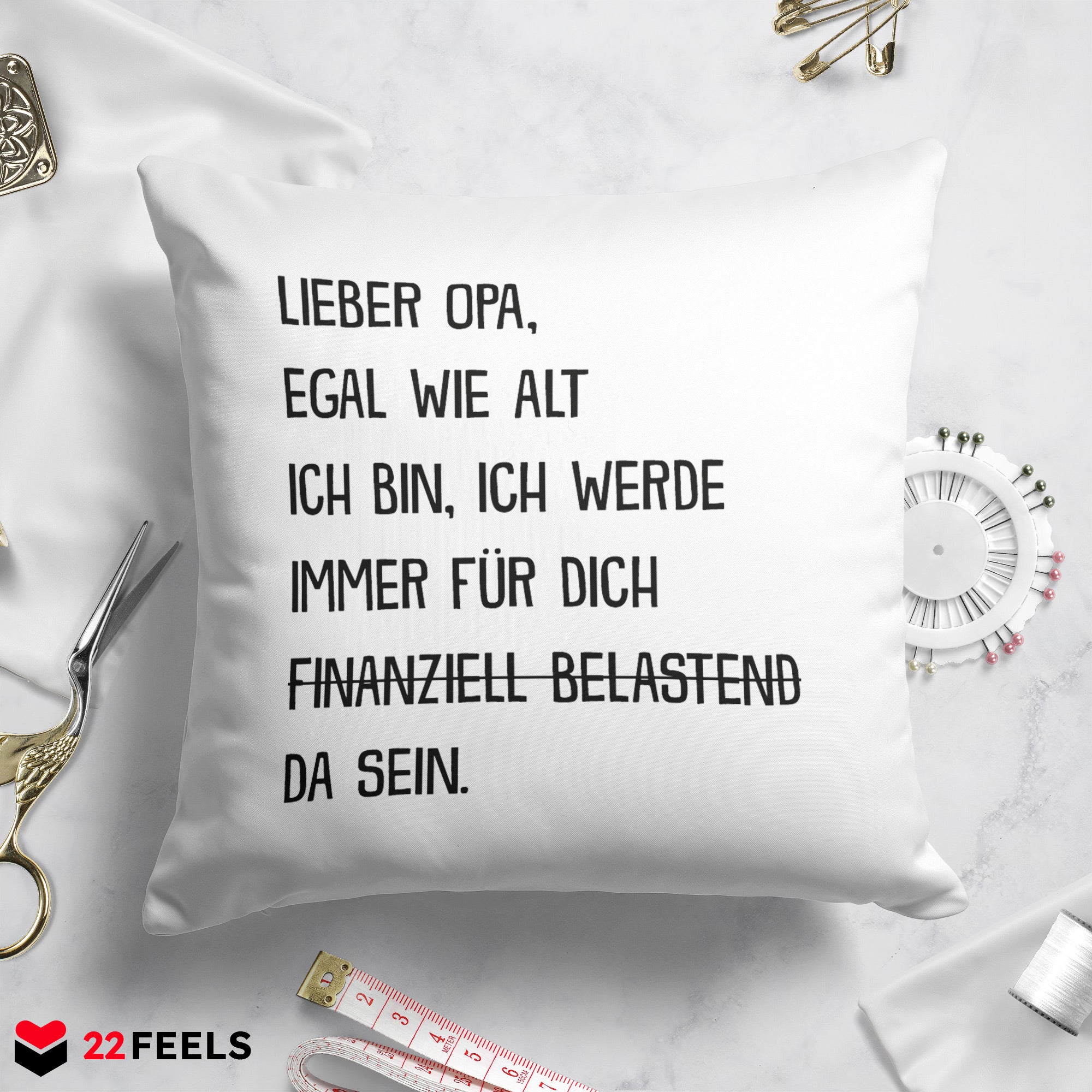 22Feels® Opa Geschenk - Kissen mit Spruch (Weiss 40x40cm)-Kissen Weiss 40x40-22Feels