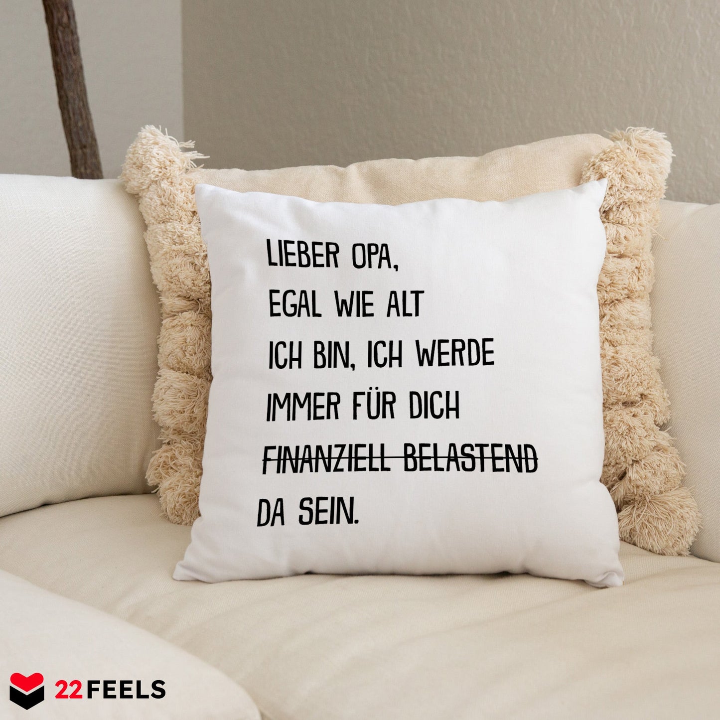22Feels® Opa Geschenk - Kissen mit Spruch (Weiss 40x40cm)-Kissen Weiss 40x40-22Feels