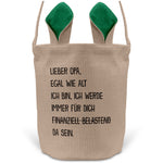 22Feels® Opa Grossvater Osterkorb mit Henkel Ostergeschenk Tragetasche Ostern Deko Osternest Körbchen Hasenohren (Beige/Grün)-Ostern Tragetasche-22Feels