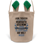 22Feels® Tochter Osterkorb von Mama Kinder mit Henkel Ostergeschenk Tragetasche Ostern Deko Osternest Körbchen Hasenohren (Beige/Grün)-Ostern Tragetasche-22Feels