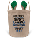 22Feels® Tochter Osterkorb von Papa Kinder mit Henkel Ostergeschenk Tragetasche Ostern Deko Osternest Körbchen Hasenohren (Beige/Grün)-Ostern Tragetasche-22Feels