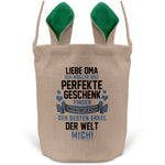 22Feels® Oma Osterkorb von Enkel Grossmutter mit Henkel Ostergeschenk Tragetasche Ostern Deko Osternest Körbchen Hasenohren (Beige/Grün)-Ostern Tragetasche-22Feels