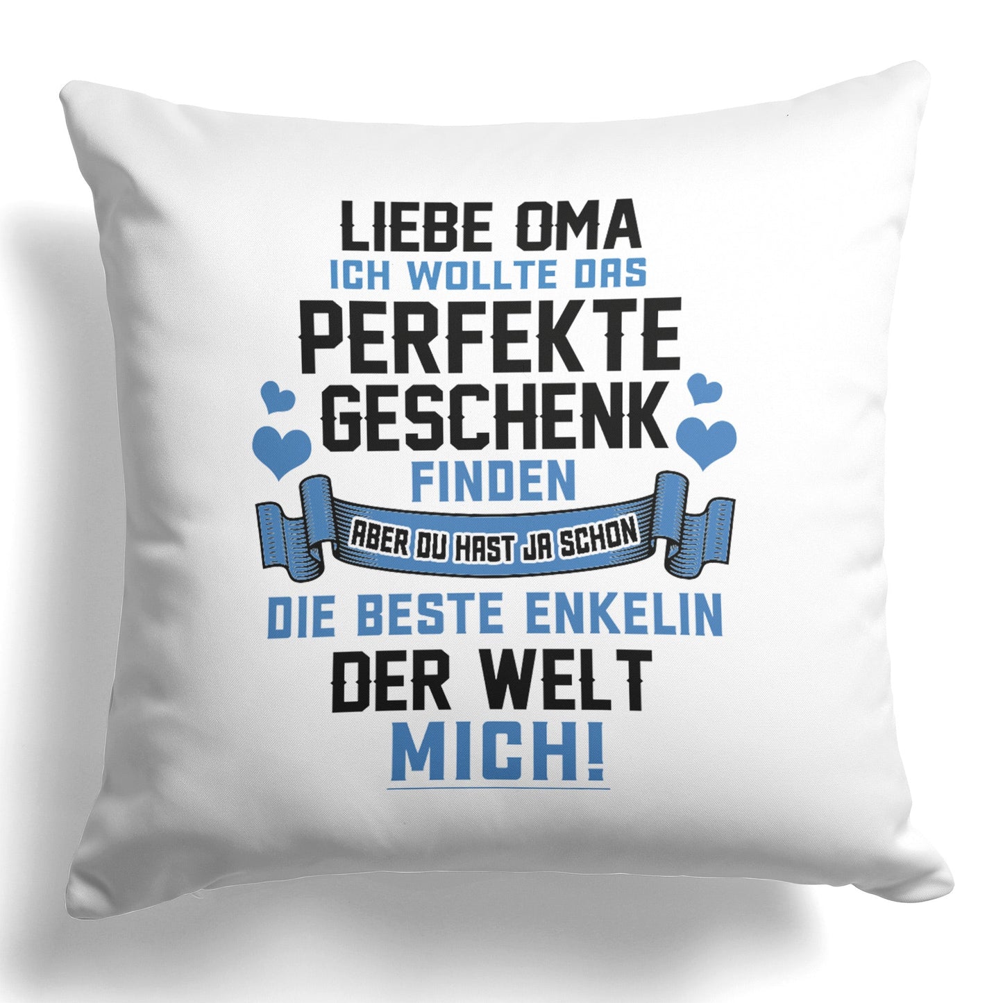 22Feels® Oma Geschenk von der Enkelin - Kissen mit Spruch (Weiss 40x40cm)-Kissen Weiss 40x40-22Feels