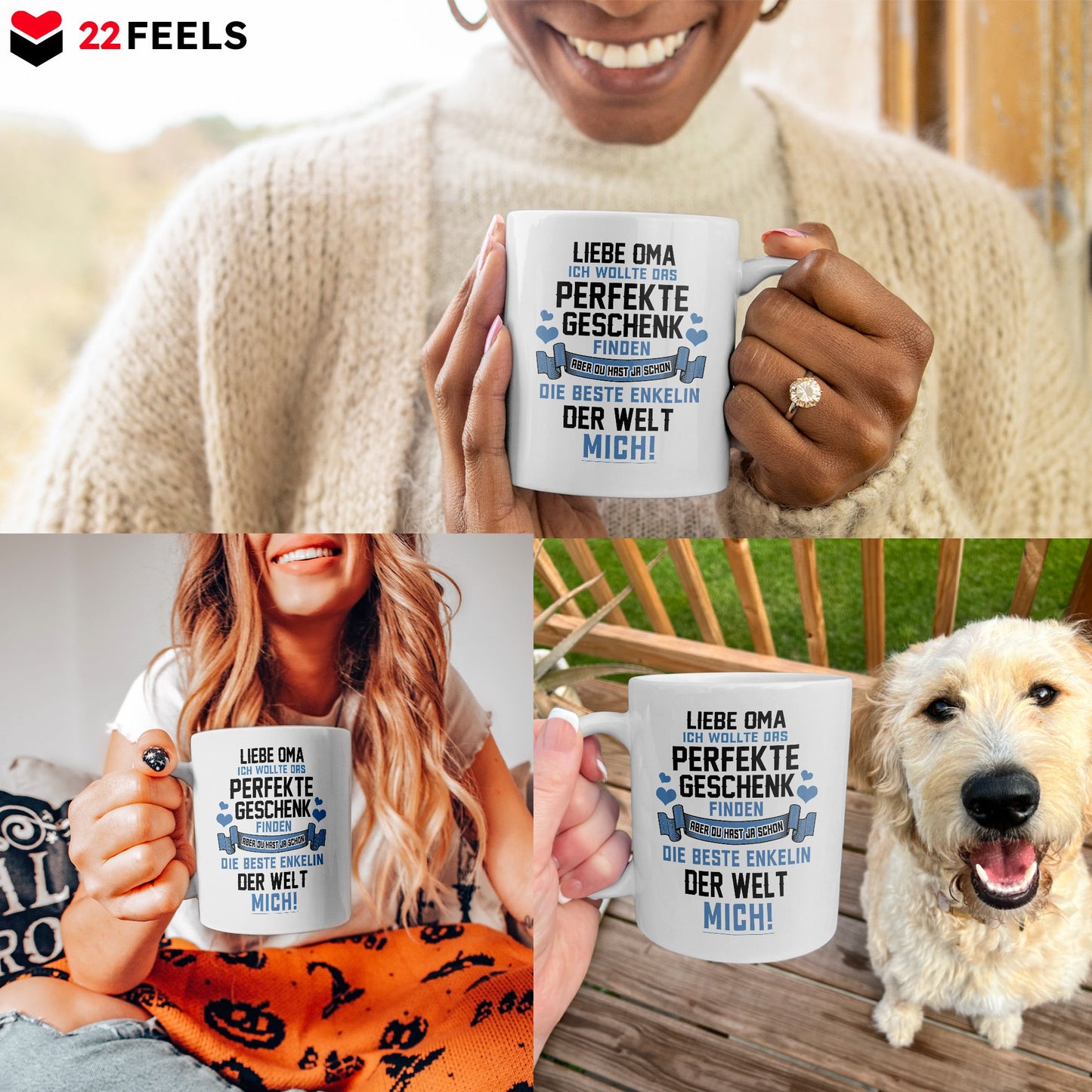 22Feels® Geschenk für Oma von Enkelin - Tasse mit Spruch: Das Perfekte Geschenk (Weiss, 320ml)-Weisse Tasse 325ml-22Feels