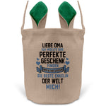 22Feels® Oma Osterkorb von Enkelin Grossmutter mit Henkel Ostergeschenk Tragetasche Ostern Deko Osternest Körbchen Hasenohren (Beige/Grün)-Ostern Tragetasche-22Feels