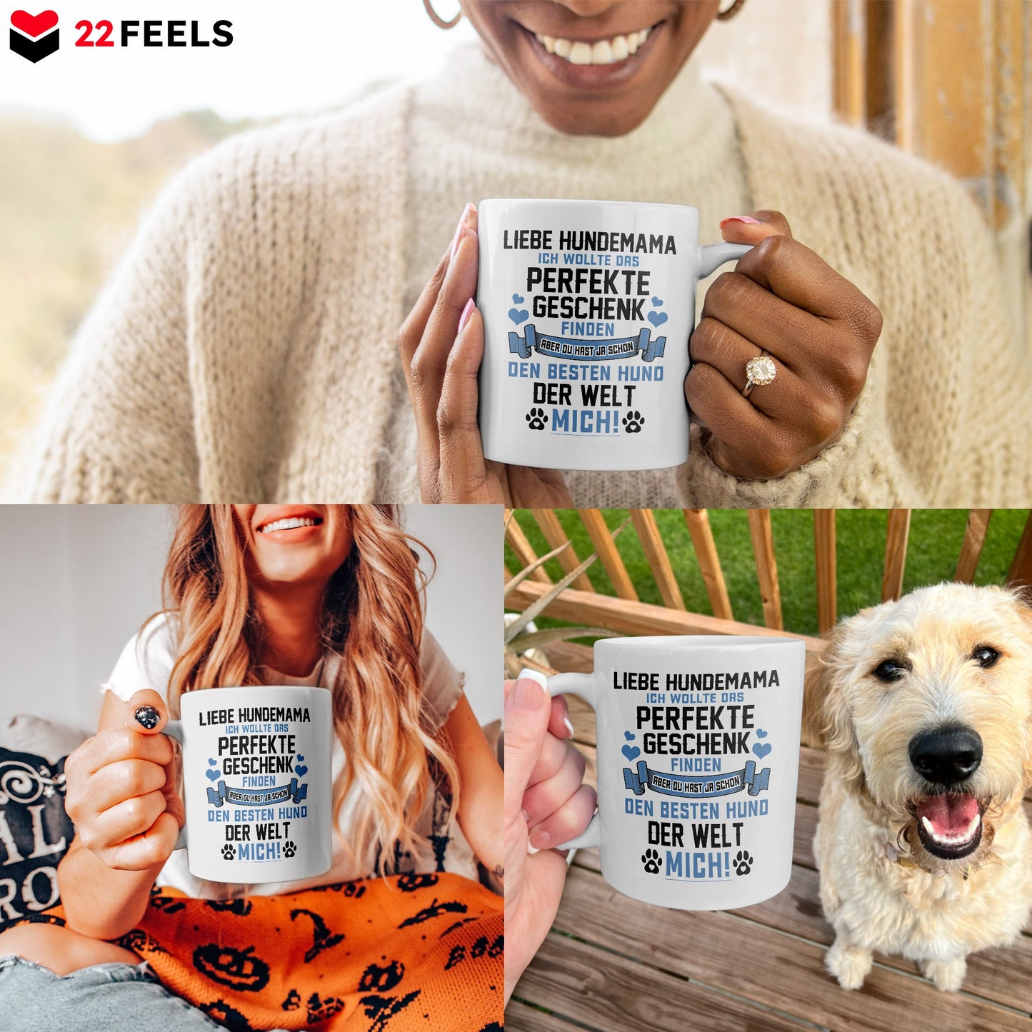 22Feels® Geschenk für Hundemamas - Tasse mit Spruch: Das Perfekte Geschenk (Weiss, 320ml)-Weisse Tasse 320ml-22Feels