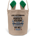 22Feels® Katzenmama Frauchen Katzen Osterkorb mit Henkel Ostergeschenk Tragetasche Ostern Deko Osternest Körbchen Hasenohren (Beige/Grün)-Ostern Tragetasche-22Feels