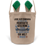 22Feels® Katzenmama Frauchen Katzen Osterkorb mit Henkel Ostergeschenk Tragetasche Ostern Deko Osternest Körbchen Hasenohren (Beige/Grün)-Ostern Tragetasche-22Feels