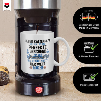 22Feels® Geschenk für Katzenpapa - Tasse mit Spruch: Das Perfekte Geschenk (Weiss, 320ml)-Weisse Tasse 320ml-22Feels