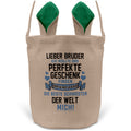 22Feels® Bruder Osterkorb von Schwester mit Henkel Ostergeschenk Tragetasche Ostern Deko Osternest Körbchen Hasenohren (Beige/Grün)-Ostern Tragetasche-22Feels