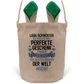 22Feels® Schwester Osterkorb von Bruder mit Henkel Ostergeschenk Tragetasche Ostern Deko Osternest Körbchen Hasenohren (Beige/Grün)-Ostern Tragetasche-22Feels