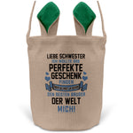 22Feels® Schwester Osterkorb von Bruder mit Henkel Ostergeschenk Tragetasche Ostern Deko Osternest Körbchen Hasenohren (Beige/Grün)-Ostern Tragetasche-22Feels