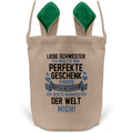 22Feels® Schwester Osterkorb von Schwester mit Henkel Ostergeschenk Tragetasche Ostern Deko Osternest Körbchen Hasenohren (Beige/Grün)-Ostern Tragetasche-22Feels