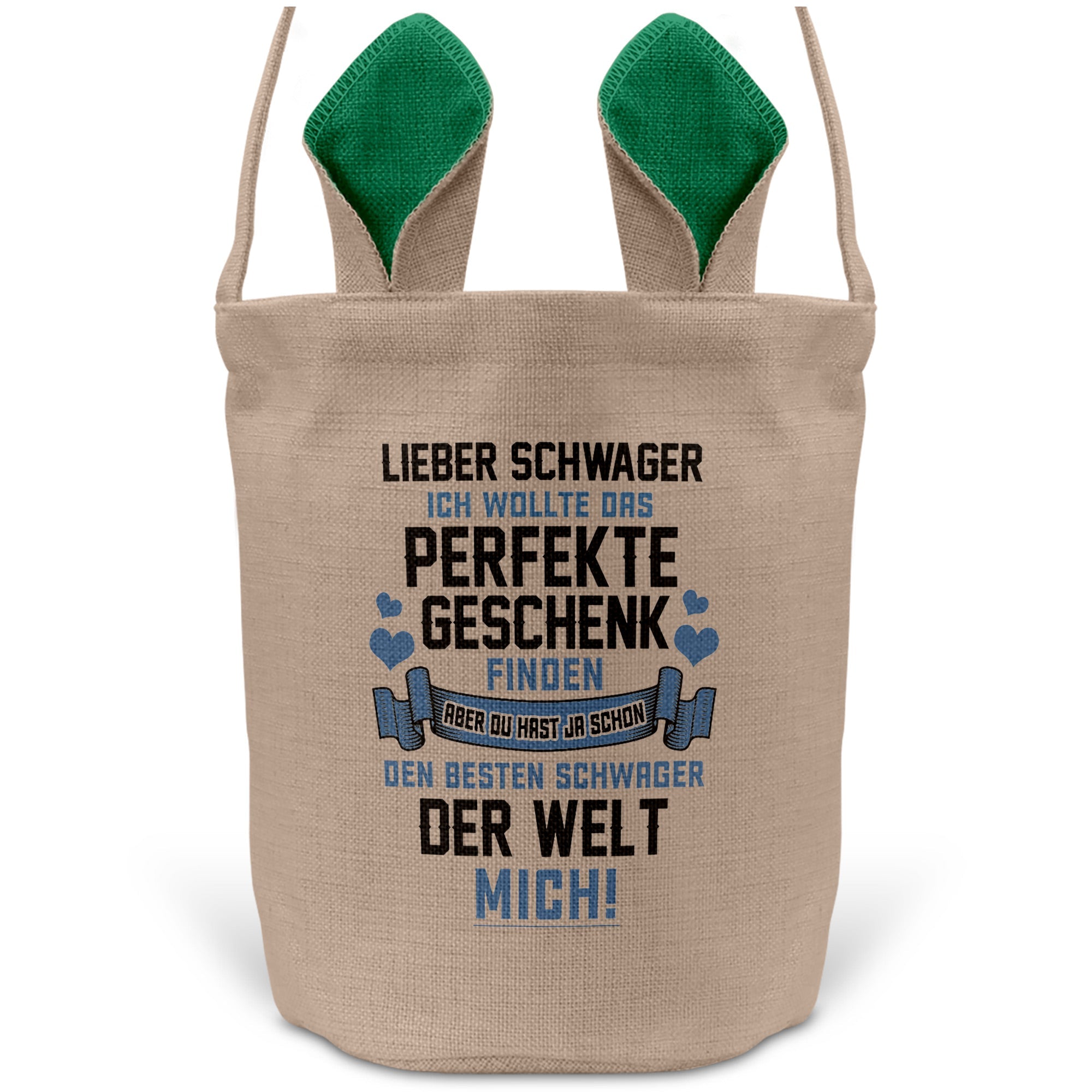 22Feels® Schwager Osterkorb von Schwager mit Henkel Ostergeschenk Tragetasche Ostern Deko Osternest Körbchen Hasenohren (Beige/Grün)-Ostern Tragetasche-22Feels
