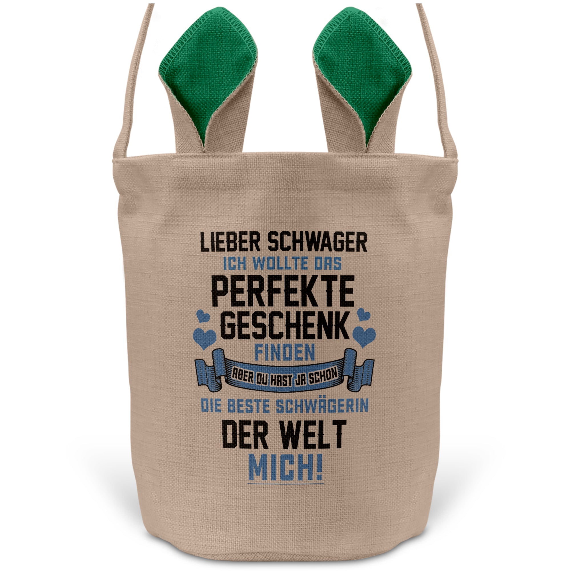 22Feels® Schwager Osterkorb von Schwägerin mit Henkel Ostergeschenk Tragetasche Ostern Deko Osternest Körbchen Hasenohren (Beige/Grün)-Ostern Tragetasche-22Feels