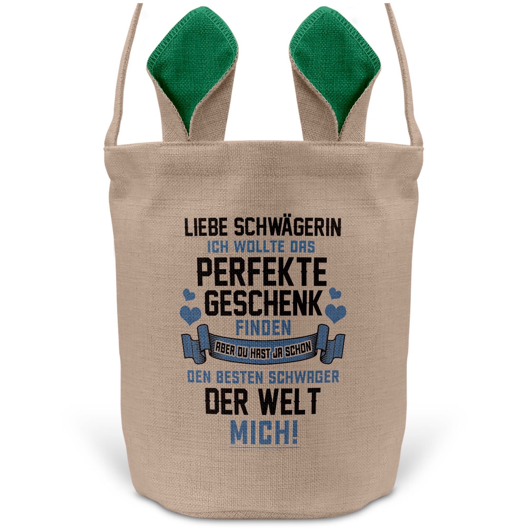22Feels® Schwägerin Osterkorb von Schwäger mit Henkel Ostergeschenk Tragetasche Ostern Deko Osternest Körbchen Hasenohren (Beige/Grün)-Ostern Tragetasche-22Feels