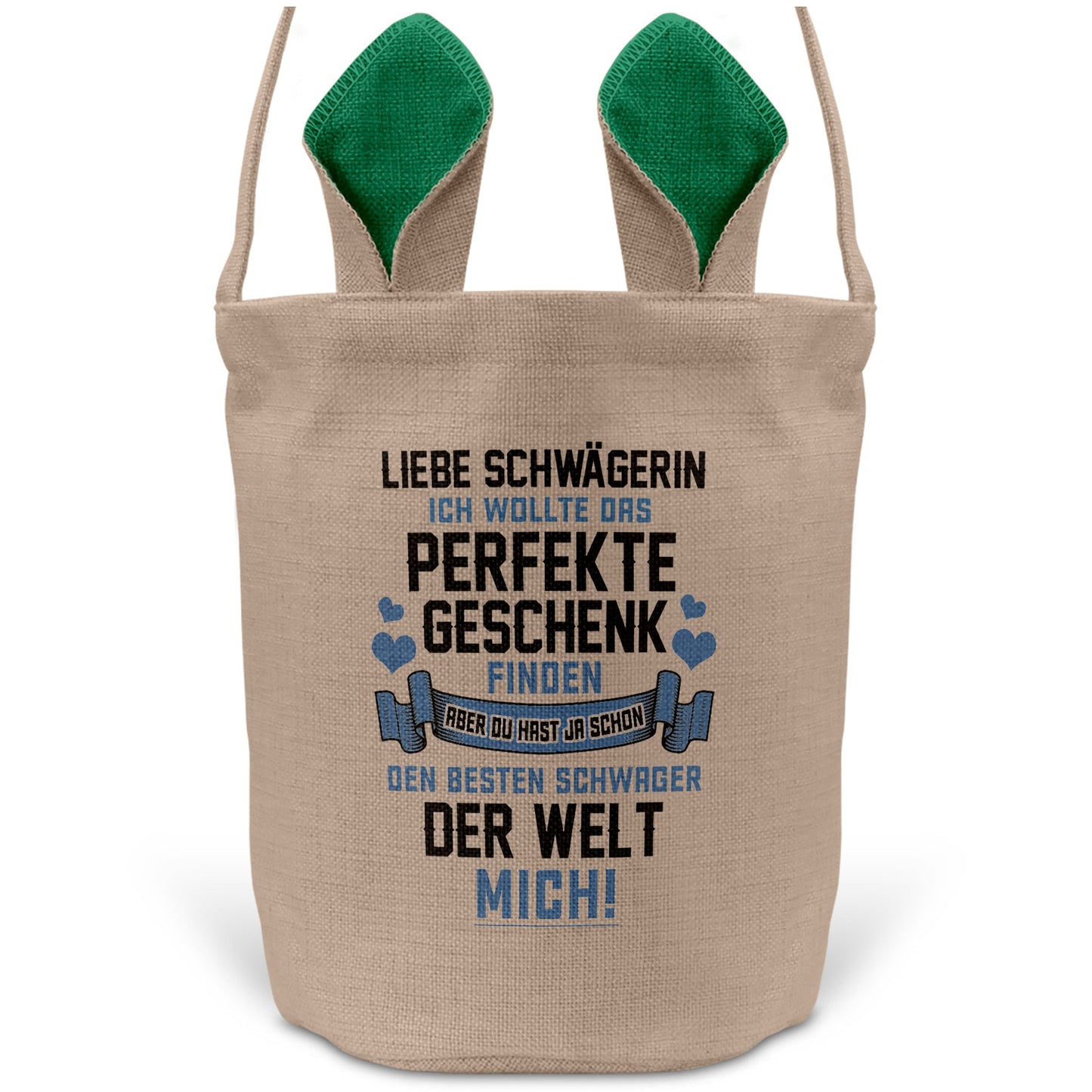 22Feels® Schwägerin Osterkorb von Schwäger mit Henkel Ostergeschenk Tragetasche Ostern Deko Osternest Körbchen Hasenohren (Beige/Grün)-Ostern Tragetasche-22Feels