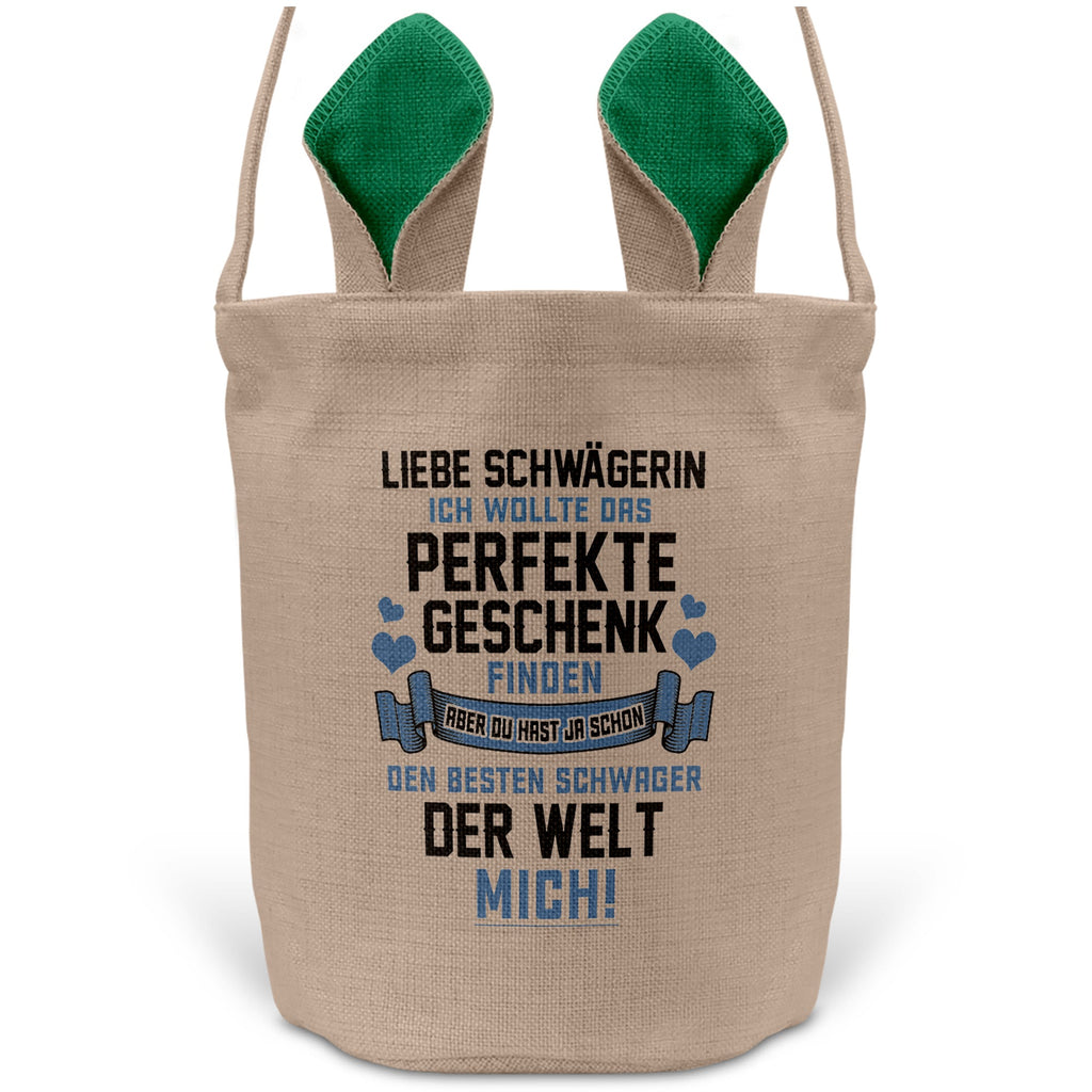 22Feels® Schwägerin Osterkorb von Schwäger mit Henkel Ostergeschenk Tragetasche Ostern Deko Osternest Körbchen Hasenohren (Beige/Grün)-Ostern Tragetasche-22Feels