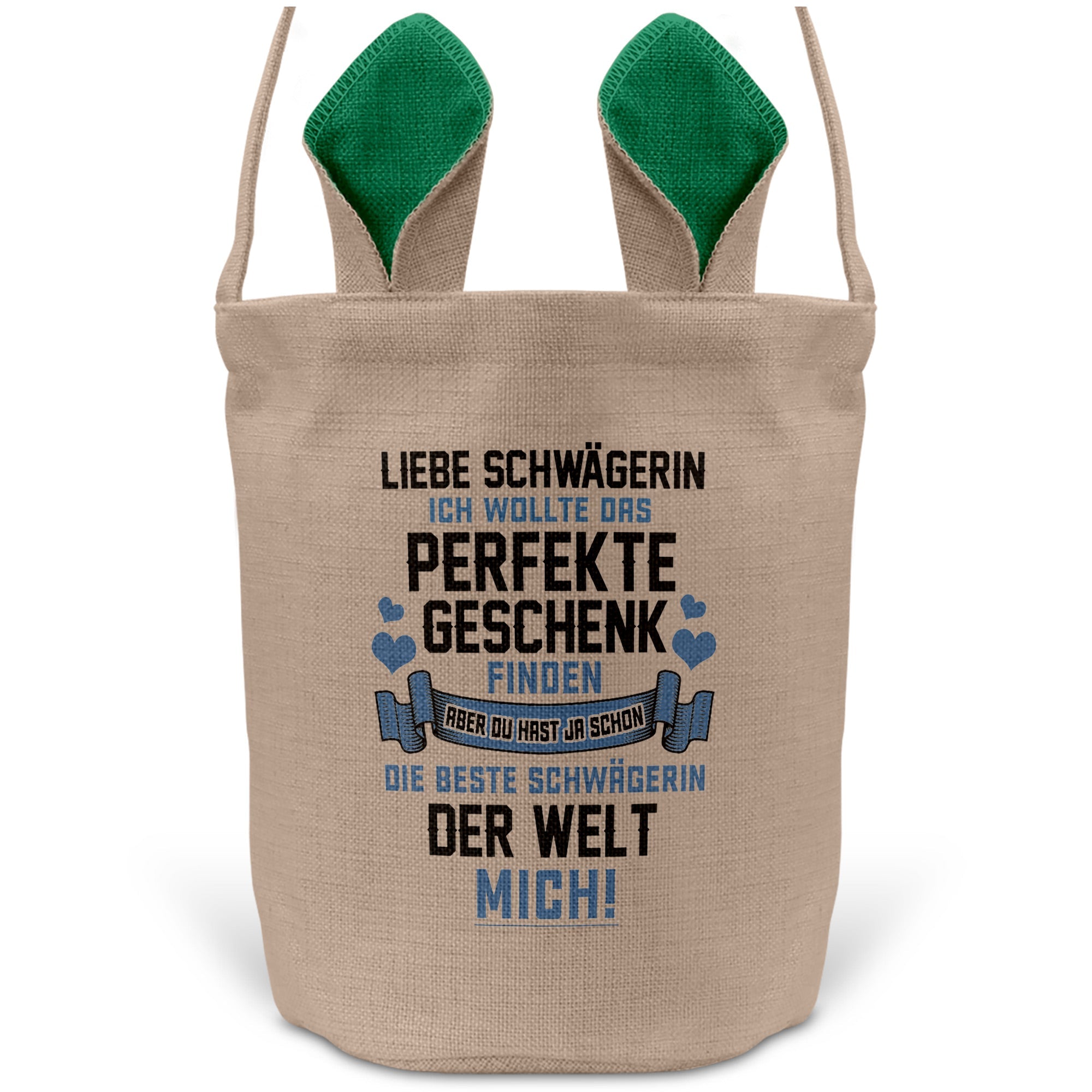 22Feels® Schwägerin Osterkorb von Schwägerin mit Henkel Ostergeschenk Tragetasche Ostern Deko Osternest Körbchen Hasenohren (Beige/Grün)-Ostern Tragetasche-22Feels