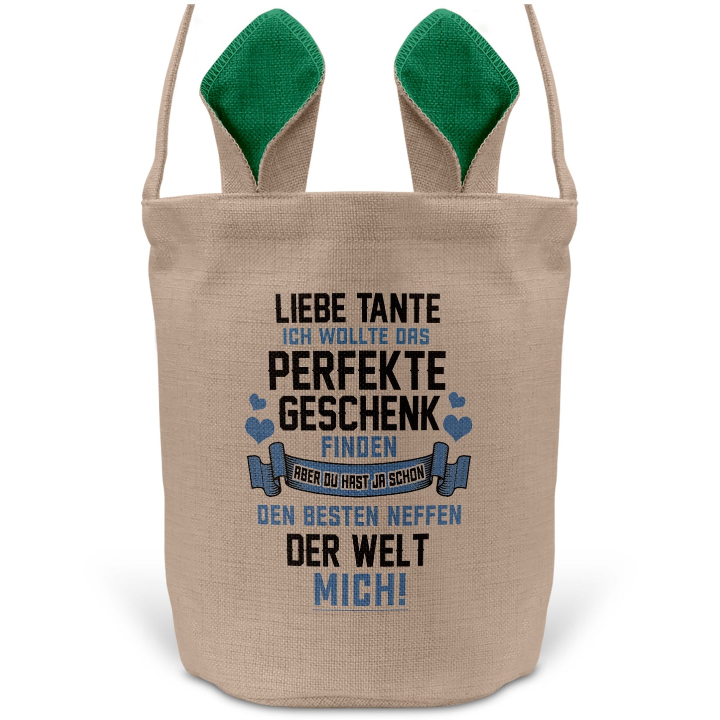 22Feels® Tante Osterkorb von Neffe mit Henkel Ostergeschenk Tragetasche Ostern Deko Osternest Körbchen Hasenohren (Beige/Grün)-Ostern Tragetasche-22Feels