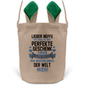 22Feels® Neffe Osterkorb von Onkel mit Henkel Ostergeschenk Tragetasche Ostern Deko Osternest Körbchen Hasenohren (Beige/Grün)-Ostern Tragetasche-22Feels