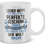 22Feels® Neffe Geschenk von Tante - Tasse mit Spruch: Das Perfekte Geschenk (Weiss, 320ml)-Weisse Tasse 320ml-22Feels