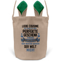 22Feels® Cousine Osterkorb von Cousin Mädchen mit Henkel Ostergeschenk Tragetasche Ostern Deko Osternest Körbchen Hasenohren (Beige/Grün)-Ostern Tragetasche-22Feels