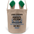 22Feels® Stiefpapa Osterkorb von Stiefsohn mit Henkel Ostergeschenk Tragetasche Ostern Deko Osternest Körbchen Hasenohren (Beige/Grün)-Ostern Tragetasche-22Feels