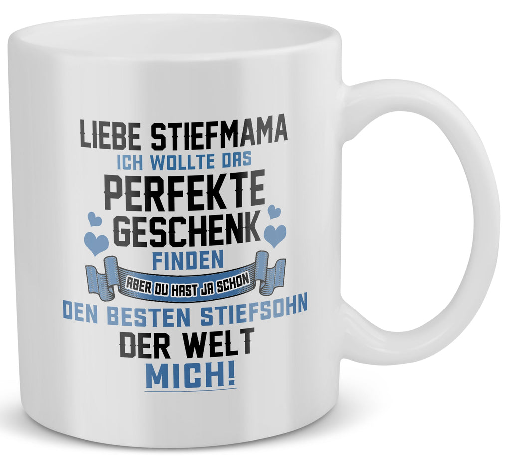 22Feels® Stiefmutter Geschenk von Stiefsohn - Tasse mit Spruch: Das Perfekte Geschenk (Weiss, 320ml)-Weisse Tasse 320ml-22Feels
