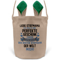 22Feels® Stiefmama Osterkorb von Stiefsohn mit Henkel Ostergeschenk Tragetasche Ostern Deko Osternest Körbchen Hasenohren (Beige/Grün)-Ostern Tragetasche-22Feels