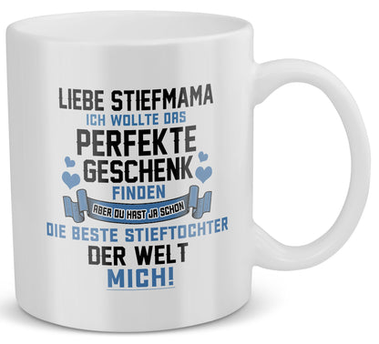 22Feels® Stiefmutter Geschenk von Stieftochter - Tasse mit Spruch: Das Perfekte Geschenk (Weiss, 320ml)-Weisse Tasse 320ml-22Feels