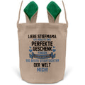 22Feels® Stiefpapa Osterkorb von Stieftochter mit Henkel Ostergeschenk Tragetasche Ostern Deko Osternest Körbchen Hasenohren (Beige/Grün)-Ostern Tragetasche-22Feels