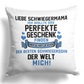 22Feels® Schwiegermutter Geschenk vom Schwiegersohn bzw. Bräutigam - Kissen mit Spruch (Weiss 40x40cm)-Kissen Weiss 40x40-22Feels