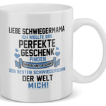 22Feels® Schwiegermama Geschenk von Schwiegersohn bzw. Bräutigam - Tasse mit Spruch: Das Perfekte Geschenk (Weiss, 320ml)-Weisse Tasse 320ml-22Feels