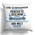 22Feels® Schwiegermutter Geschenk von der Schwiegertochter bzw. Braut - Kissen mit Spruch (Weiss 40x40cm)-Kissen Weiss 40x40-22Feels