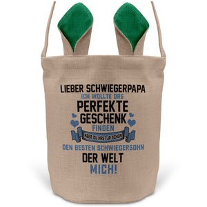 22Feels® Schwiegerpapa Osterkorb von Schwiegersohn mit Henkel Ostergeschenk Tragetasche Ostern Deko Osternest Körbchen Hasenohren (Beige/Grün)-Ostern Tragetasche-22Feels
