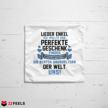 22Feels® Enkel Geschenk von Oma und Opa - Kissen mit Spruch (Weiss 40x40cm)-Kissen Weiss 40x40-22Feels