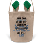 22Feels® Enkel Kinder Junge Osterkorb mit Henkel Ostergeschenk Tragetasche Ostern Deko Osternest Körbchen Hasenohren (Beige/Grün)-Ostern Tragetasche-22Feels