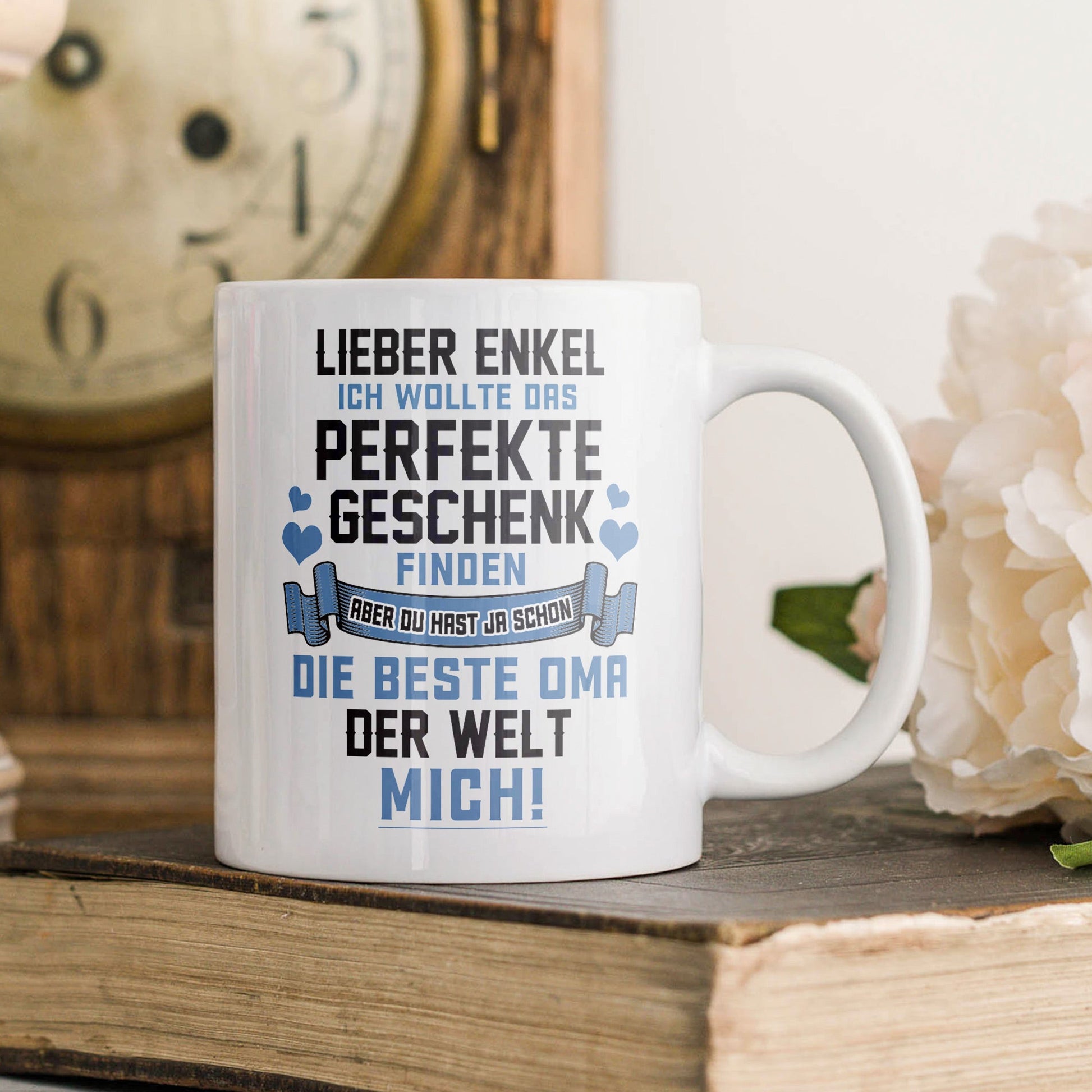 22Feels® Geschenk für Enkel von Oma - Tasse mit Spruch: Das Perfekte Geschenk (Weiss, 320ml)-Weisse Tasse 325ml-22Feels