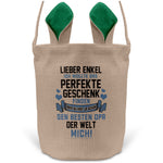 22Feels® Enkel Osterkorb von Opa Kinder Junge mit Henkel Ostergeschenk Tragetasche Ostern Deko Osternest Körbchen Hasenohren (Beige/Grün)-Ostern Tragetasche-22Feels