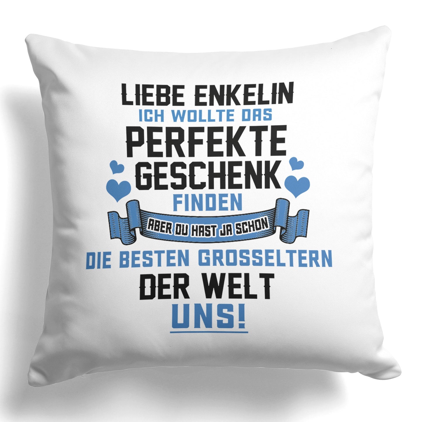 22Feels® Enkelin Geschenk von Oma und Opa - Kissen mit Spruch (Weiss 40x40cm)-Kissen Weiss 40x40-22Feels