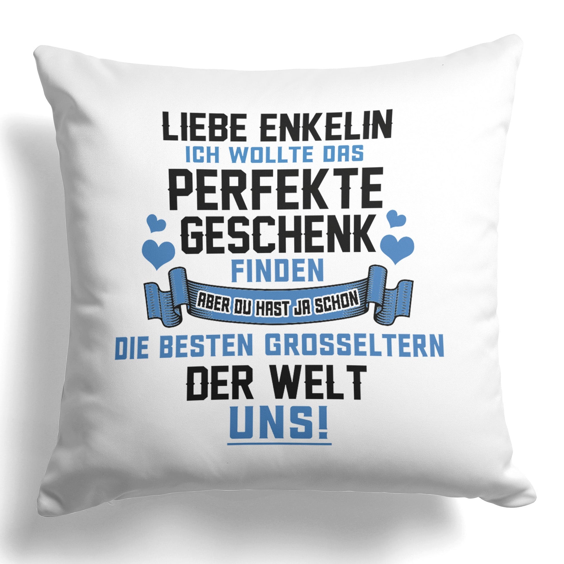 22Feels® Enkelin Geschenk von Oma und Opa - Kissen mit Spruch (Weiss 40x40cm)-Kissen Weiss 40x40-22Feels