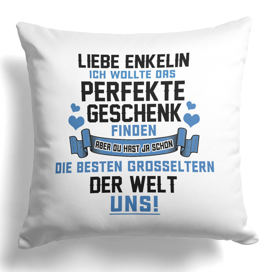 22Feels® Enkelin Geschenk von Oma und Opa - Kissen mit Spruch (Weiss 40x40cm)-Kissen Weiss 40x40-22Feels