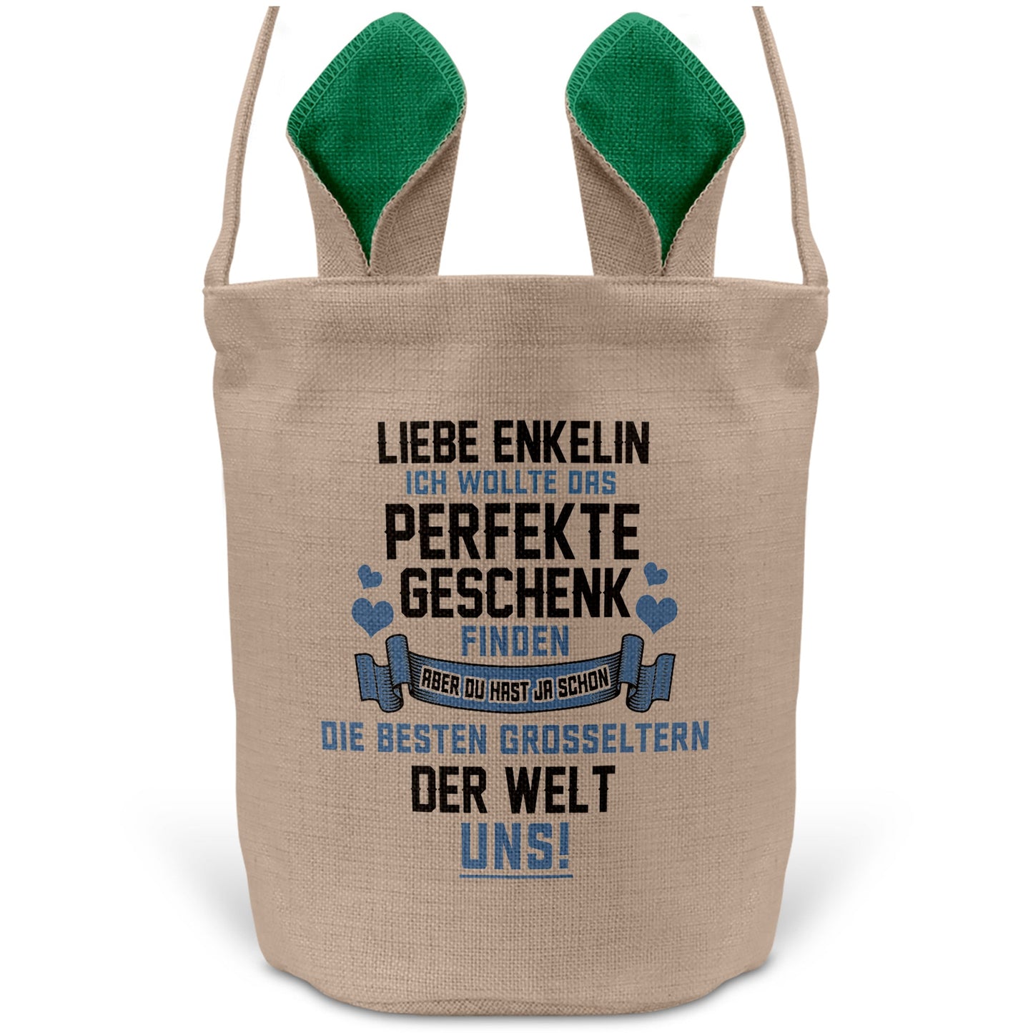 22Feels® Enkelin Kinder Mädchen Osterkorb mit Henkel Ostergeschenk Tragetasche Ostern Deko Osternest Körbchen Hasenohren (Beige/Grün)-Ostern Tragetasche-22Feels